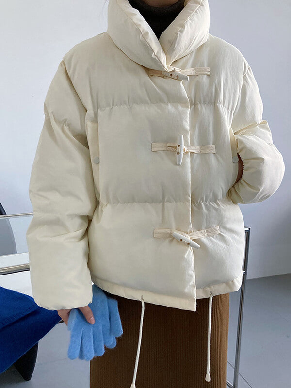 Airchics manteau en coton avec poches boutonnage col montant femme mode hiver