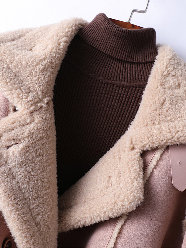 Airchics manteau aviateur doublé polaire boutonnage avec poches femme doux rose