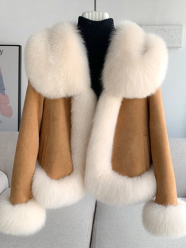 Airchics manteau en fausse fourrure suedine doudoune avec poches femme mode hiver