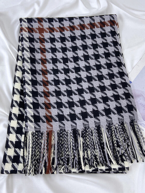 Airchics écharpe pied de poule avec frange femme mode