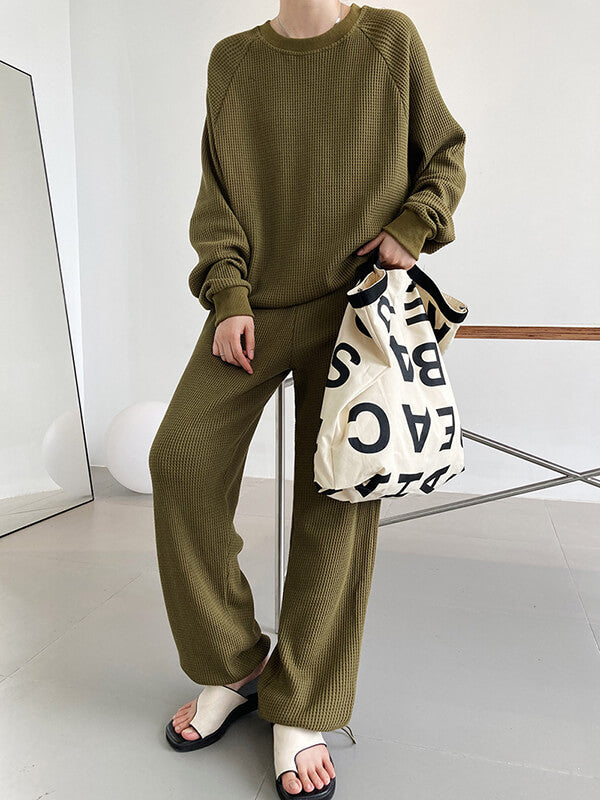 Airchics ensemble avec poches col rond femme décontracté