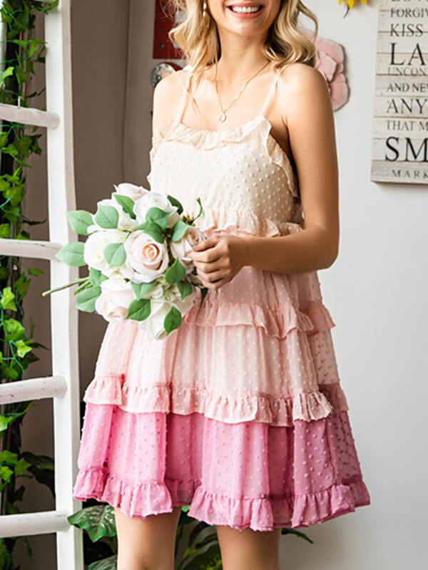 Airchics mini-robe froufrou à fines brides doux cocktail rose
