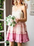 Airchics mini-robe froufrou à fines brides doux cocktail rose