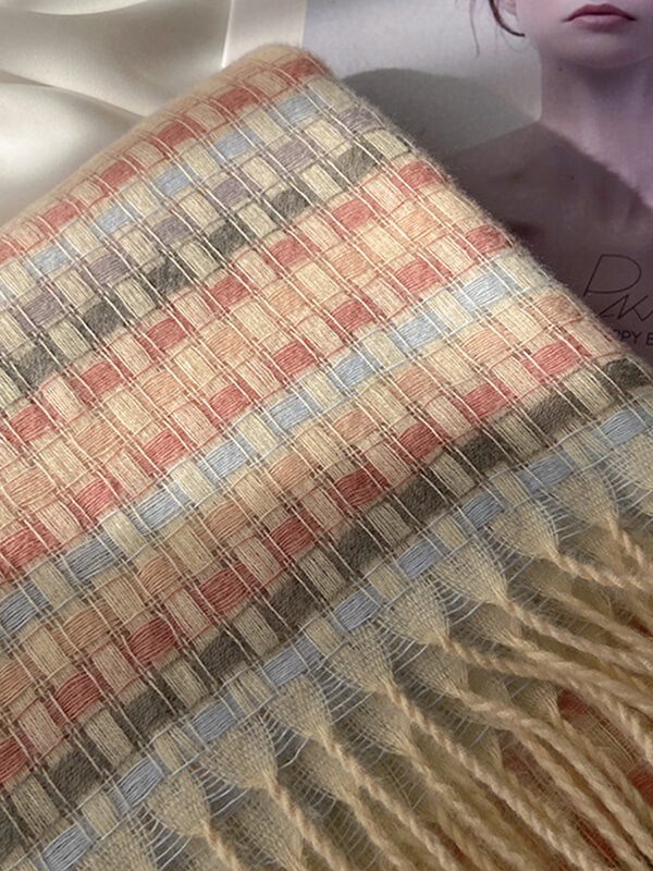 Airchics écharpe carreaux avec frange femme doux