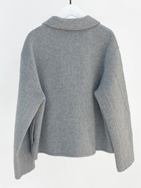 Airchics manteau en laine courte boutonnage col revers femme mode