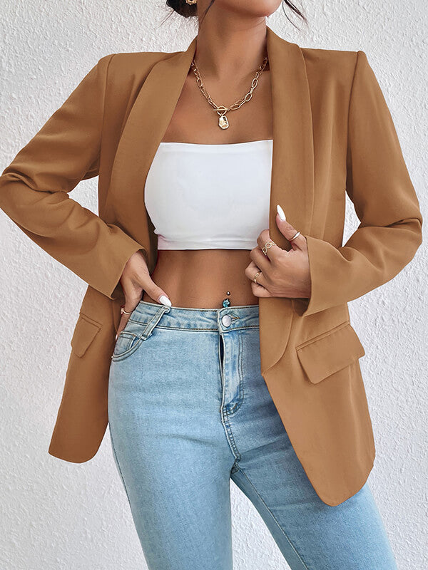 Airchics blazer avec poches col revers manches longues femme mode