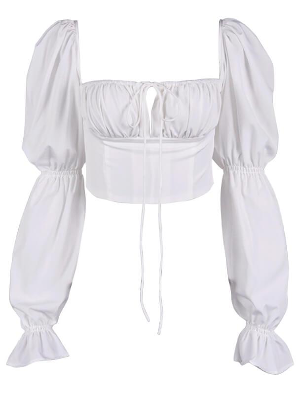 Airchics hauts unicolore strappy col carré manches bouffantes femme mode