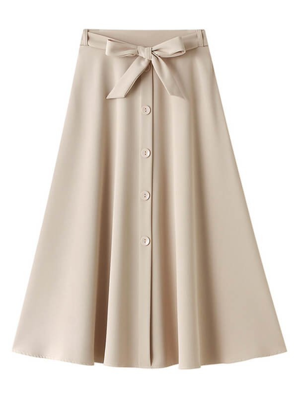 Airchics jupe longue trapèze fluide boutons avec ceinture mode femme