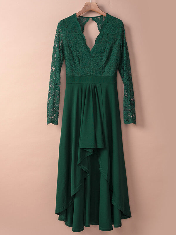 Vintage Long Robe en Dentelle à Court Devant Longue Derriere