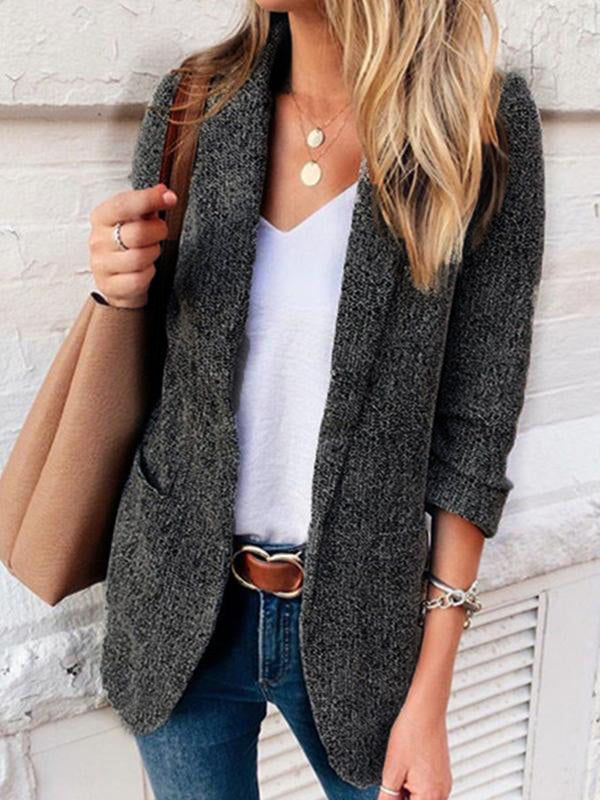 Airchics blazer laine chiné col cranté manches longues élégant femme vestes