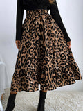 Airchics longue jupe trapèze léopard à volantée femme élégant mode