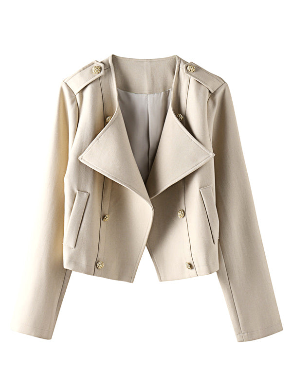 Airchics court blazer double boutonnage avec poches manches longues femme mode