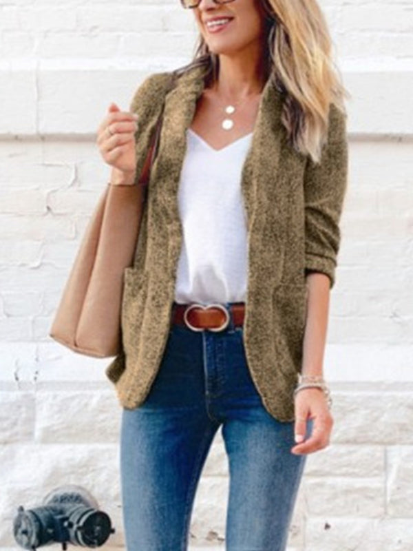 Airchics blazer laine chiné col cranté manches longues élégant femme vestes