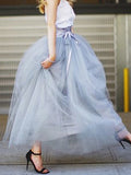 Airchics jupe longue demoiselle d'honneur bouffante tutu tulle élégant femme gris clair