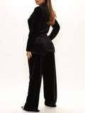 Airchics combinaison 2 pièces boutons avec poches velours blazer et pantalon femme mode