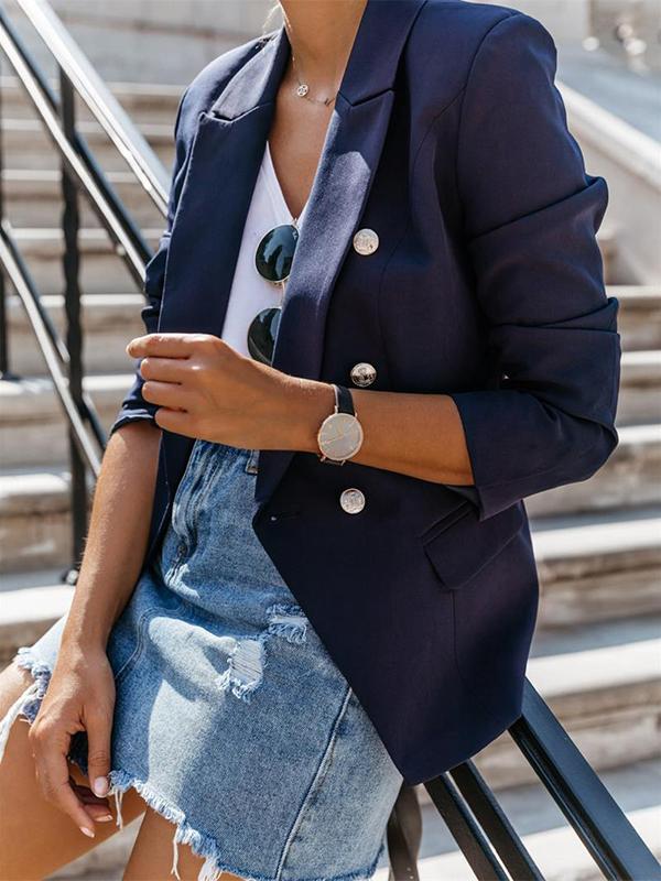 Airchics blazer double boutonnage manches longues élégant femme veste