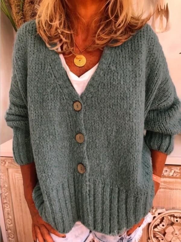 Airchics cardigan en maille boutonnage ample décontracté femme gris