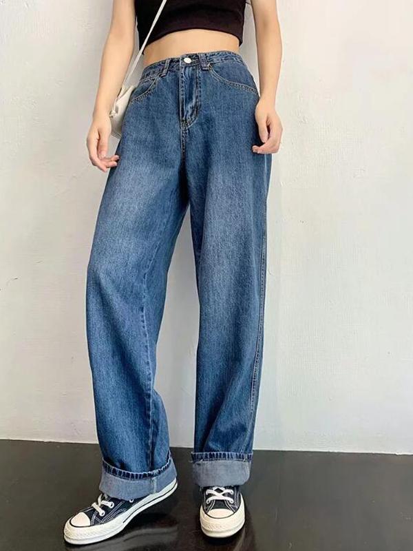 Airchics jean longue droit ample femme pantalon bleu foncé