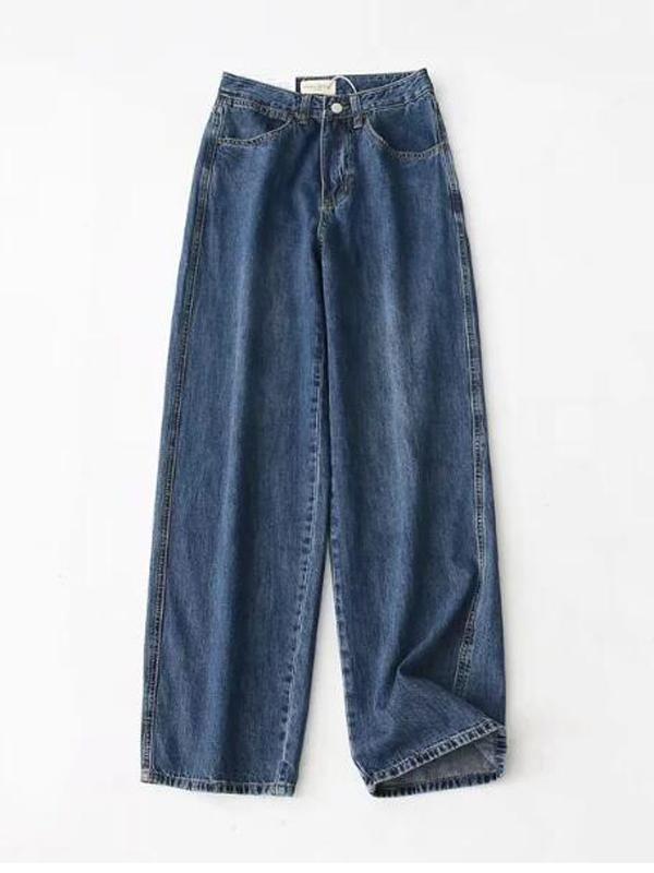 Airchics jean longue droit ample femme pantalon bleu foncé