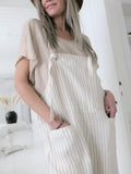 Airchics combinaison en coton rayé bretelle large femme salopette blanc
