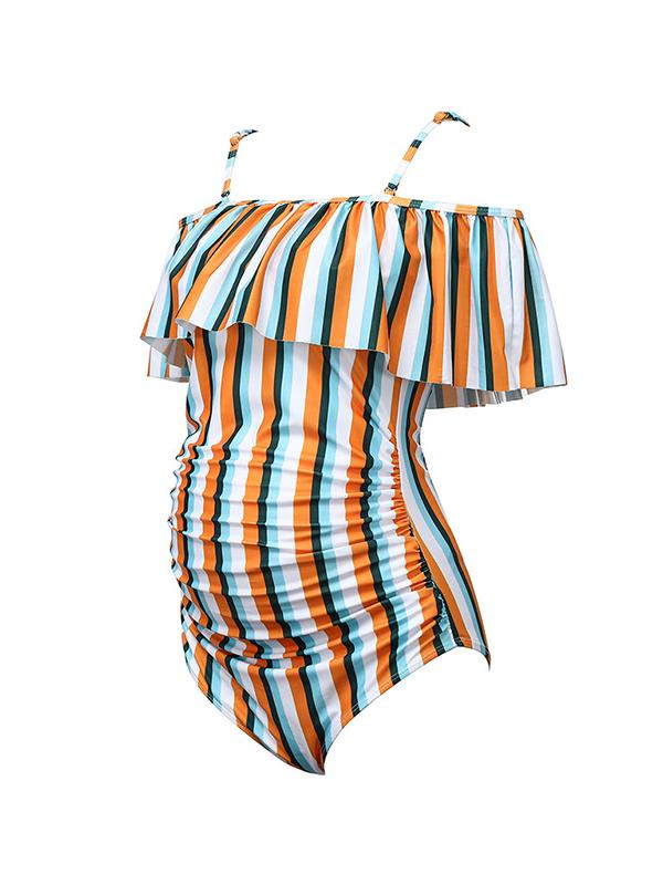 Airchics maillot de bain grossesse rayé 1 pièce femme maternité jaune et blanc