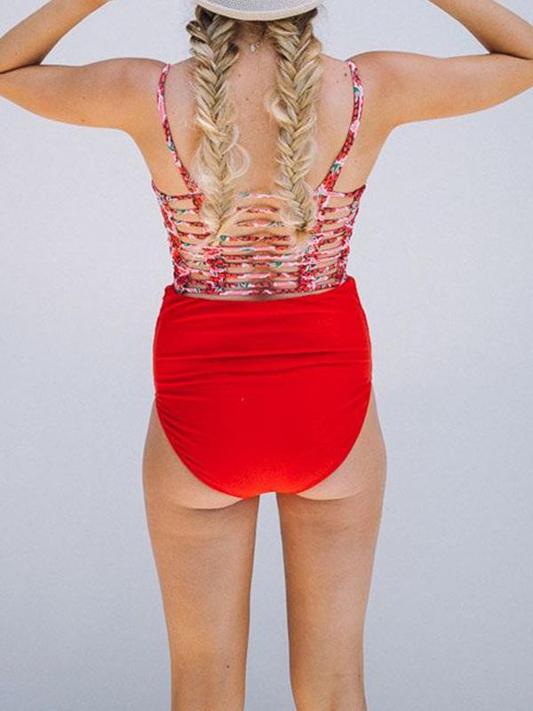 Airchics maillot de bain imprimé raisin découpé deux pièces femme maternité rouge