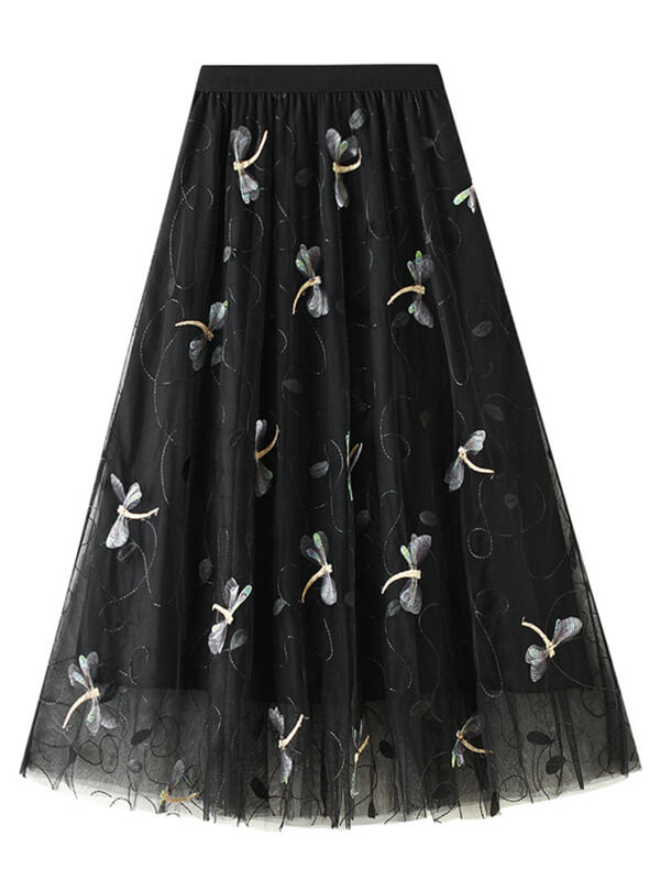 Airchics jupe longue tulle brodée fluide élégant femme