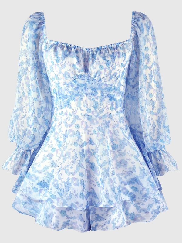 Airchics combishort imprimé à fleurie avec ceinture à volantée manches évasées femme mode