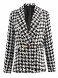 Airchics blazer en laine pied de poule mode femme vestes noir et blanc