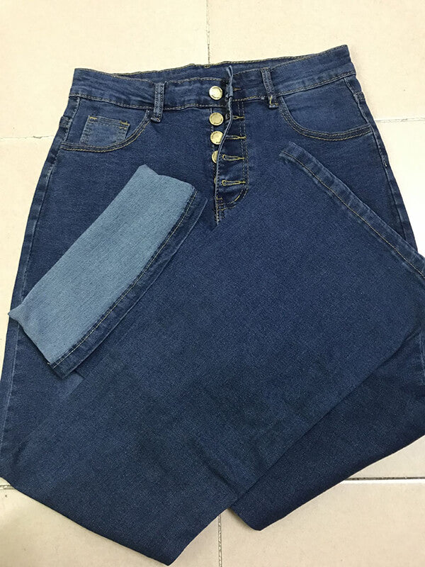 Airchics longue jeans flare évasé avec poches mi taille femme mode