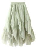 Airchics jupe longue irrégulière tulle unicolore froufrou femme mode