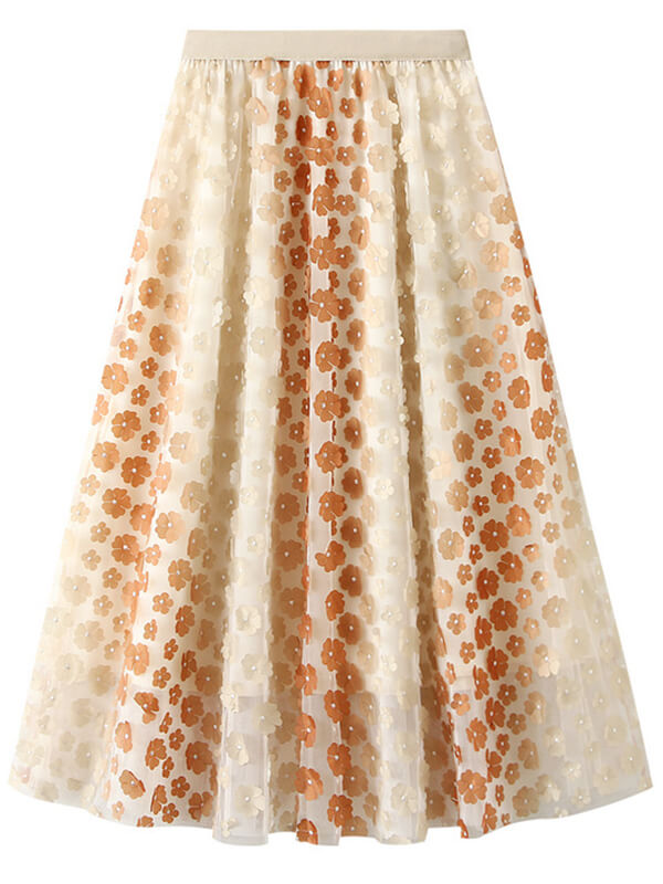 Airchics jupe longue tulle brodée fleurie femme mode