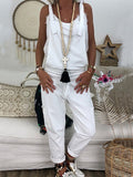 Airchics combinaison pantalon bretelle décontracté salopette femme blanc
