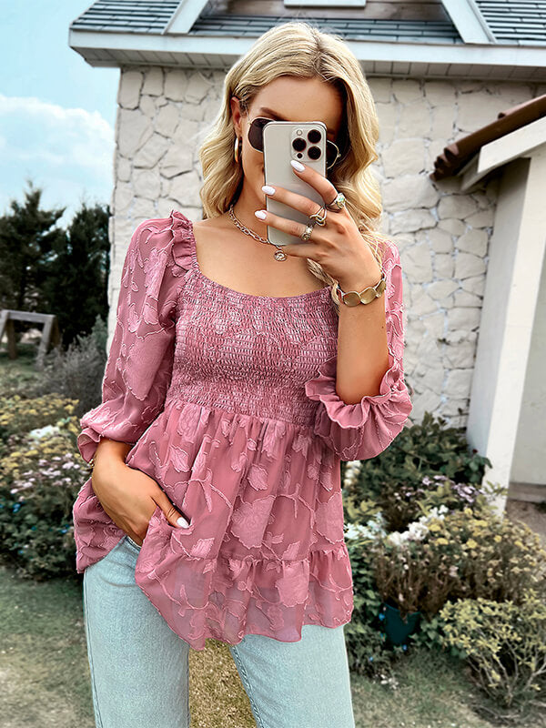 Airchics blouse mousseline col carré manches évasées femme mode