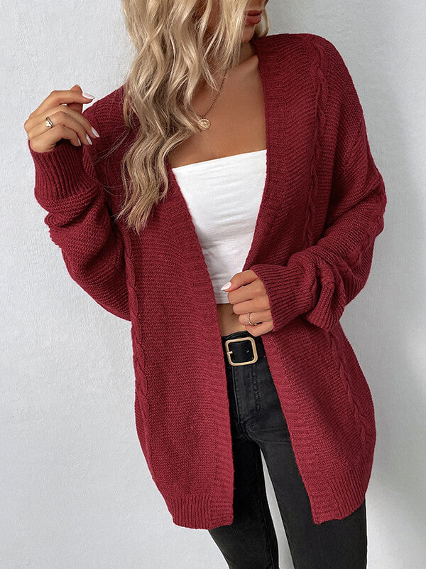 Airchics gilet unicolore poches manches longues femme casual lâche