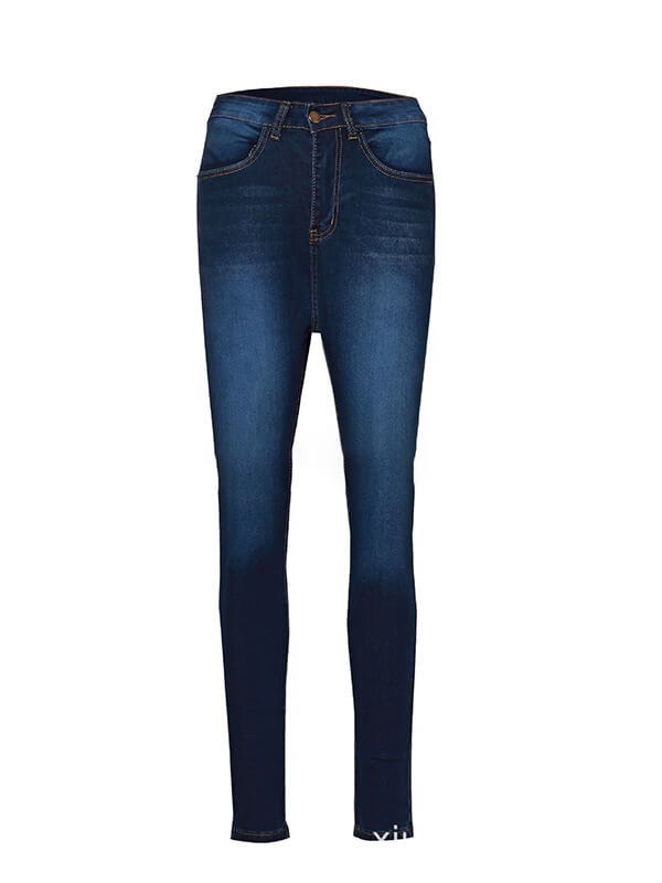 Airchics longue jeans slim fitness avec poches taille haute femme décontracté