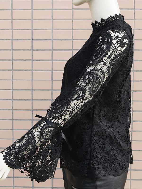 Airchics hauts broderie anglaise col cheminée manches évasées mode femme