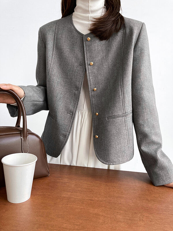 Airchics blazer boutonnage avec poches manches longues femme mode