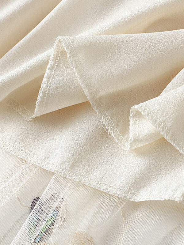 Airchics jupe longue tulle brodée fluide élégant femme