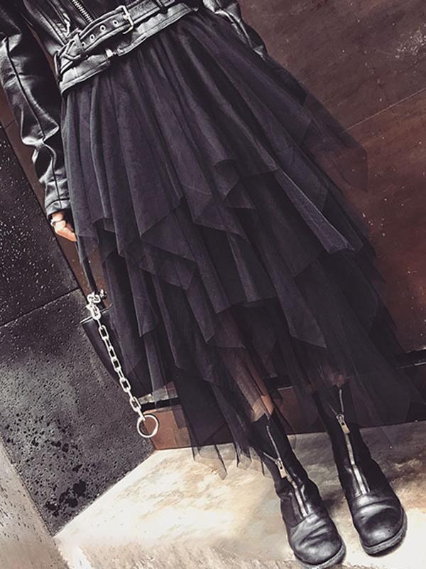 Airchics longue jupe irrégulière tulle punk femme noir