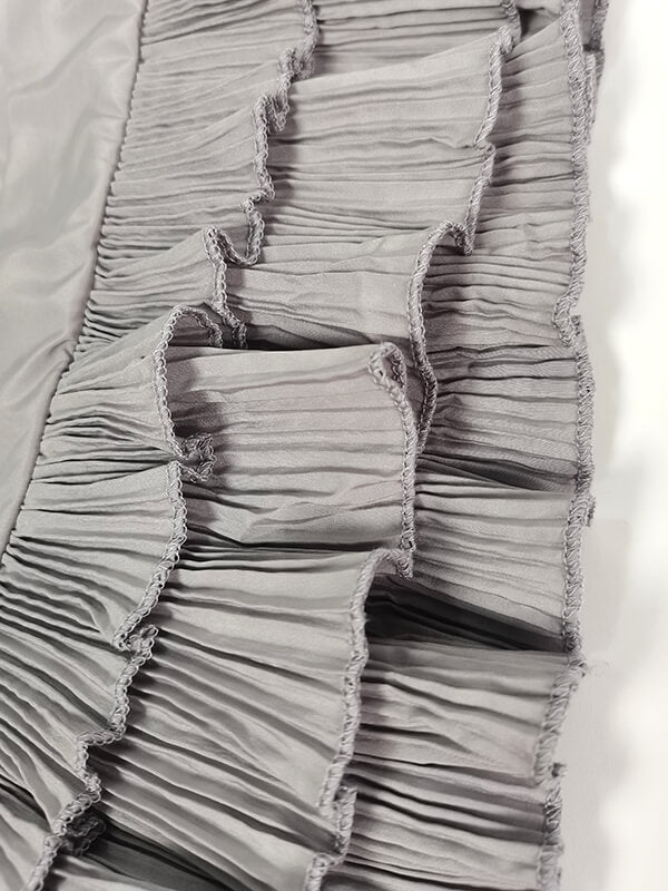 Volantés Robe Maxi Longue Manches Courtes avec Décolleté en V Profond