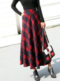 Airchics jupe longue carreaux avec poches fluide vintage femme