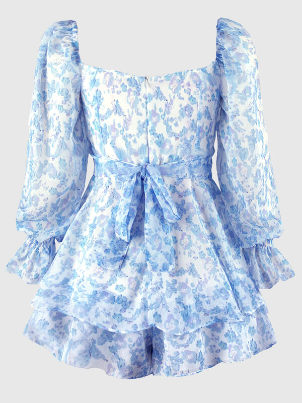 Airchics combishort imprimé à fleurie avec ceinture à volantée manches évasées femme mode