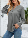 Airchics blouse unicolore mousseline v-cou manches longues femme élégant mode
