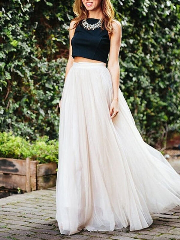 Airchics tulle longue jupe plissé taille élastique tutu élégant femme