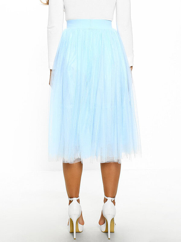 Airchics mi-longue jupe tulle plissé fluide élégant mode femme