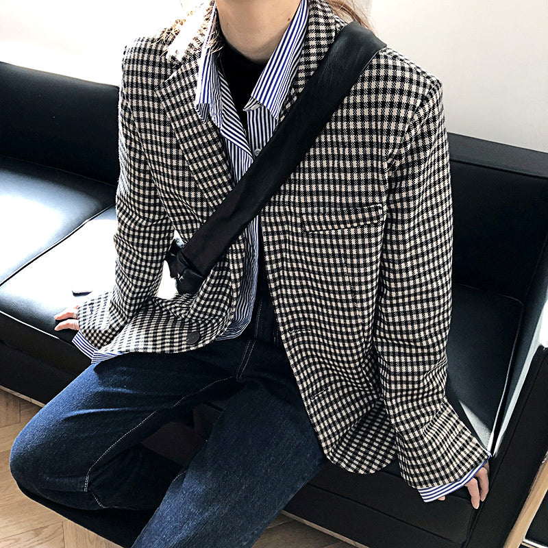 Airchics blazer carreaux boutonnage avec poches manches longues femme décontracté