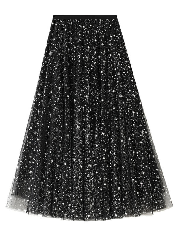 Airchics jupe longue trapèze bouffante tutu tulle brillante paillette mode femme