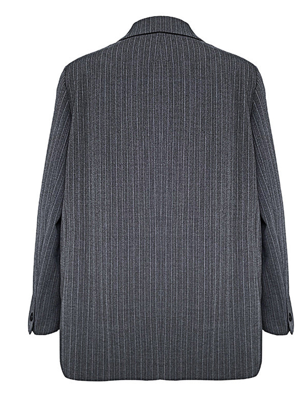 Airchics blazer rayé boutonnage avec poches manches longues femme mode