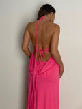 Airchcis robe longue dos nu strappy fendu le côté mode cocktail